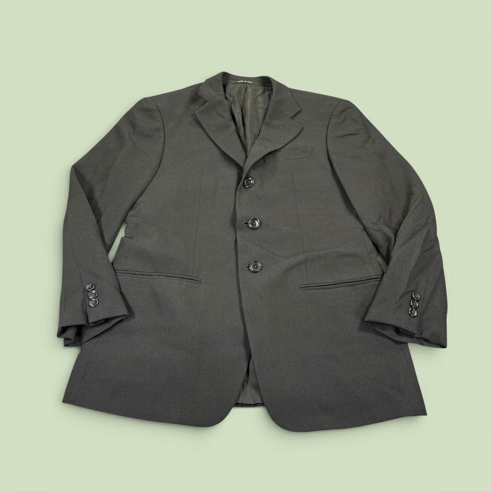 Vintage 1990s Armani Collezioni Made in Italy Wool Blend Blazer Black Textured